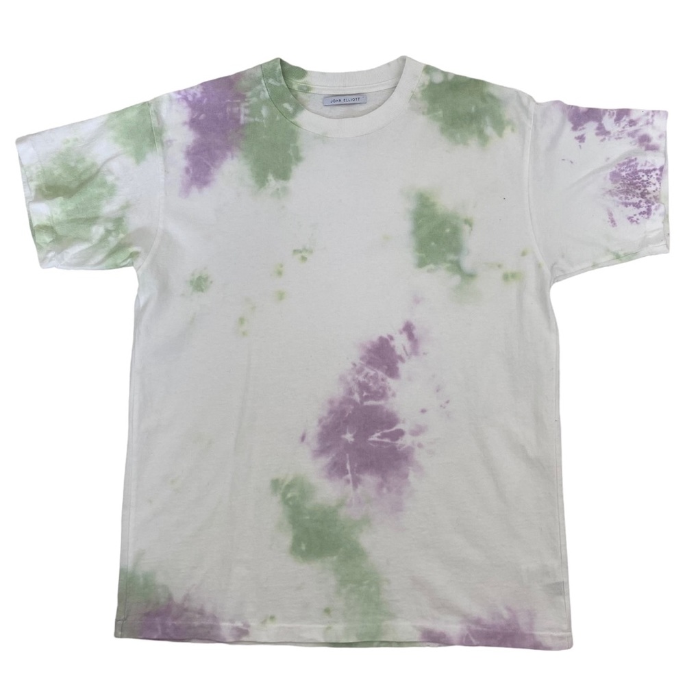 John Elliott Men's Ink Bloom University Tee Mint Purple Tye Dye
